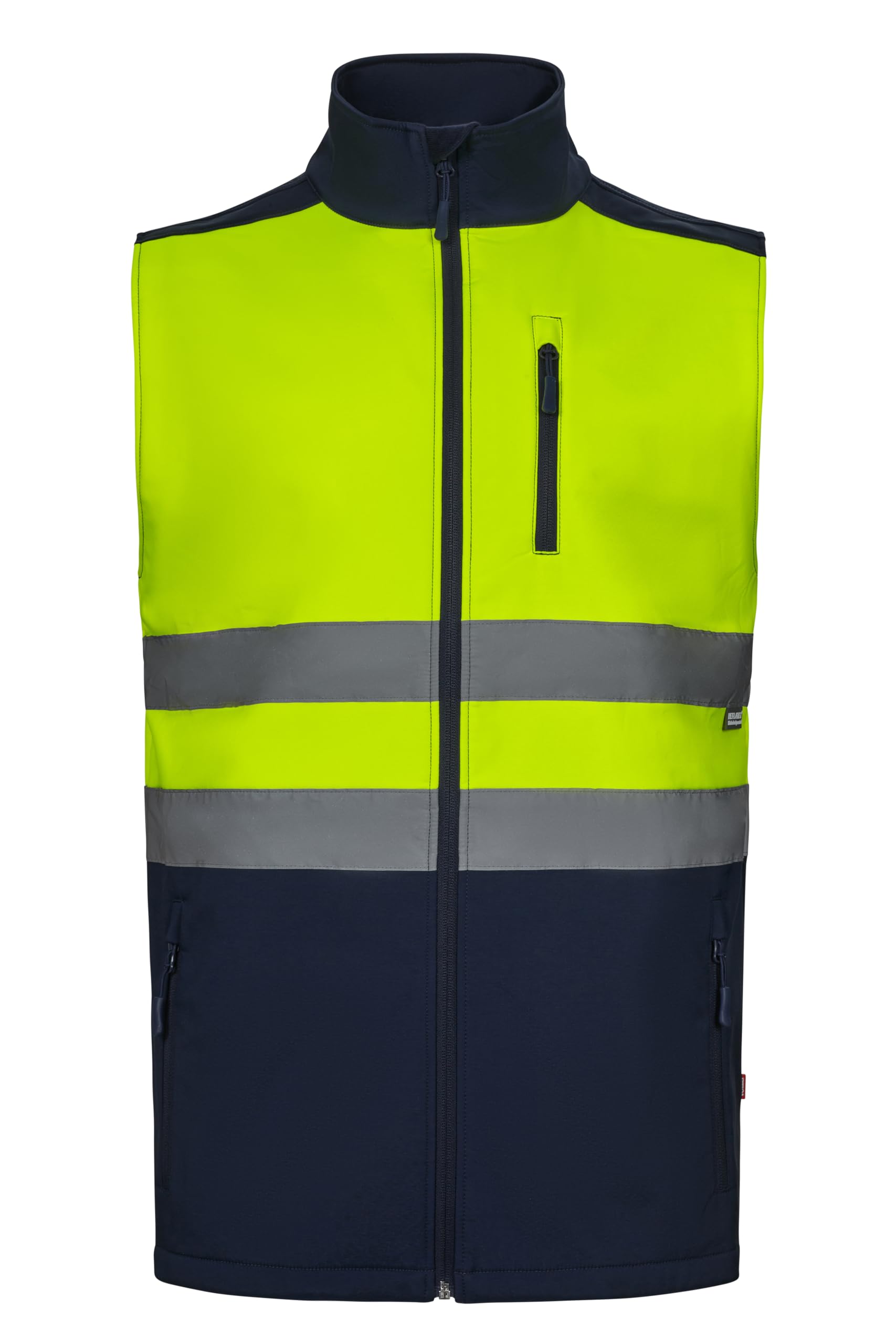 Velilla 305906, Chaleco Soft Shell Bicolor, Color Azul Navy y Amarillo Fluor, Talla 2XL