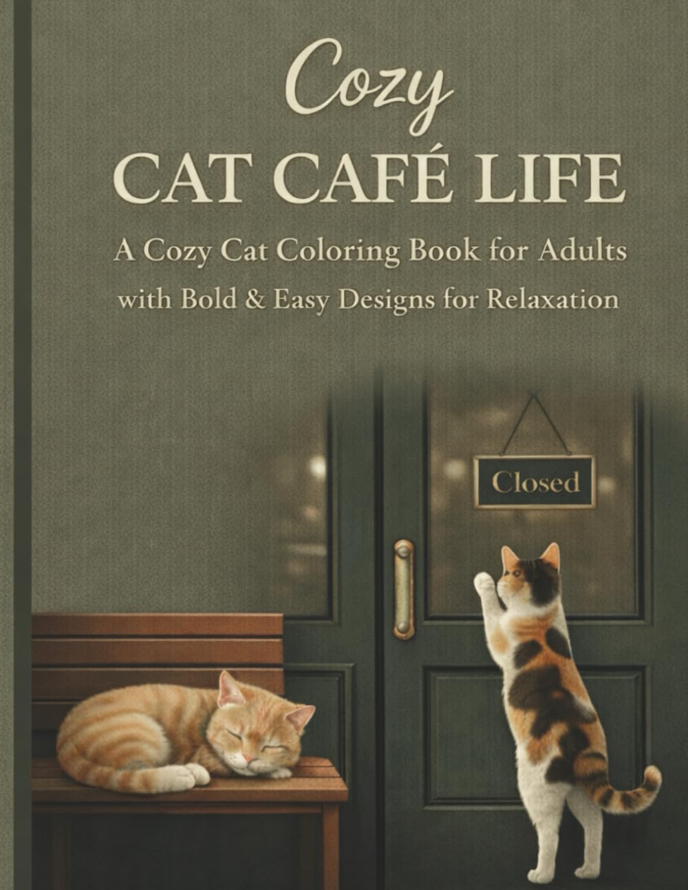 Cozy Cat Cafe' Life: A Cozy Cat Coloring Book for Adults with Bold & Easy Designs for Relaxation