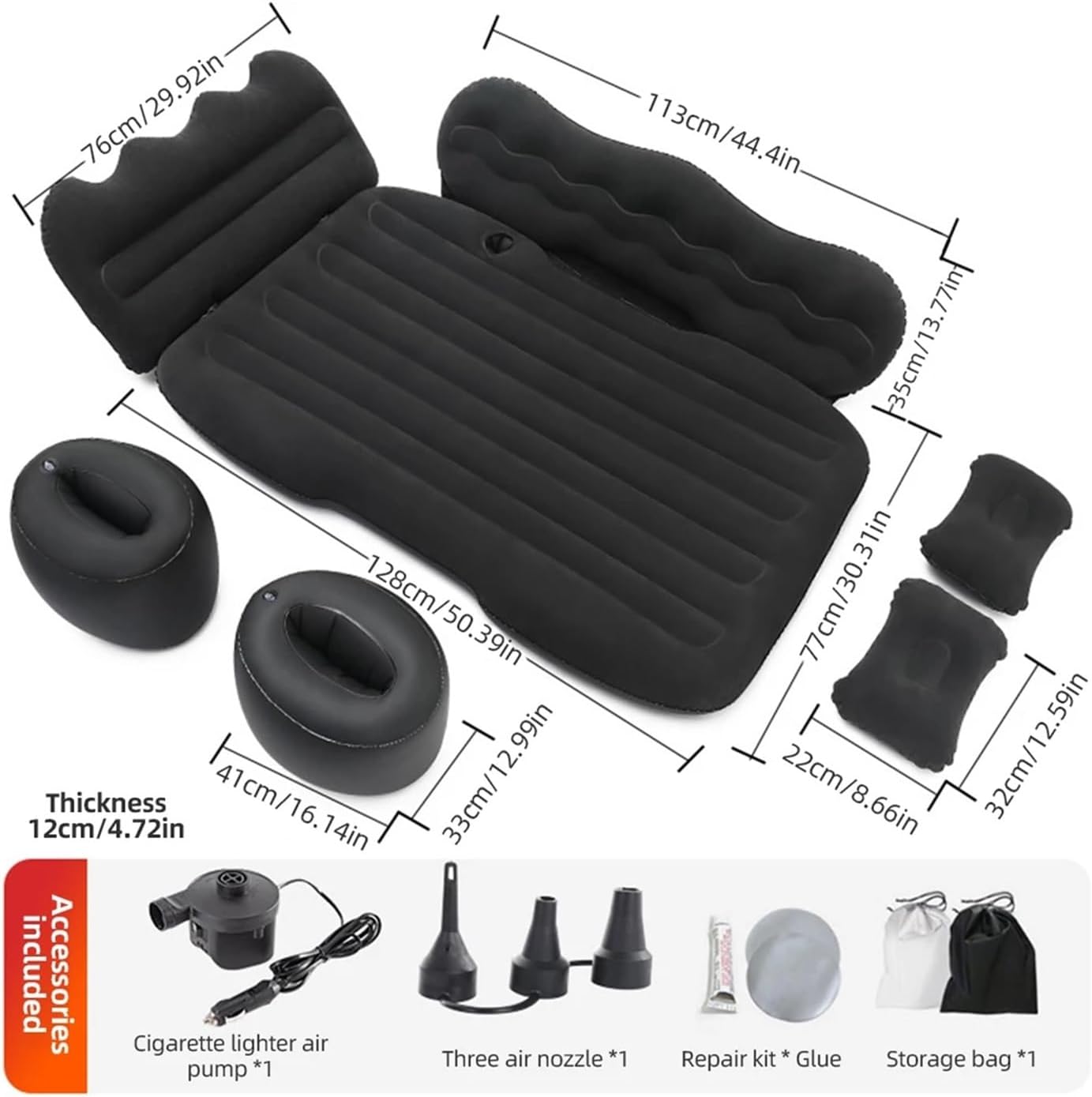 Car Air Bed Mattress Car Inflatable Travel Bed Home Outdoor Camping Mat Rear Flocking Plus Air Fit for SUV Equipment Universal