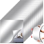 12" x 12" Acrylic Flexible Mirror Sheets, 12 Pack Self Adhesive Mirror Tiles Square Cuttable Mirror Wall Stickers, Non-Glass Mirror Stickers Safety Reflective Mirror for DIY Craft Home Wall Decor