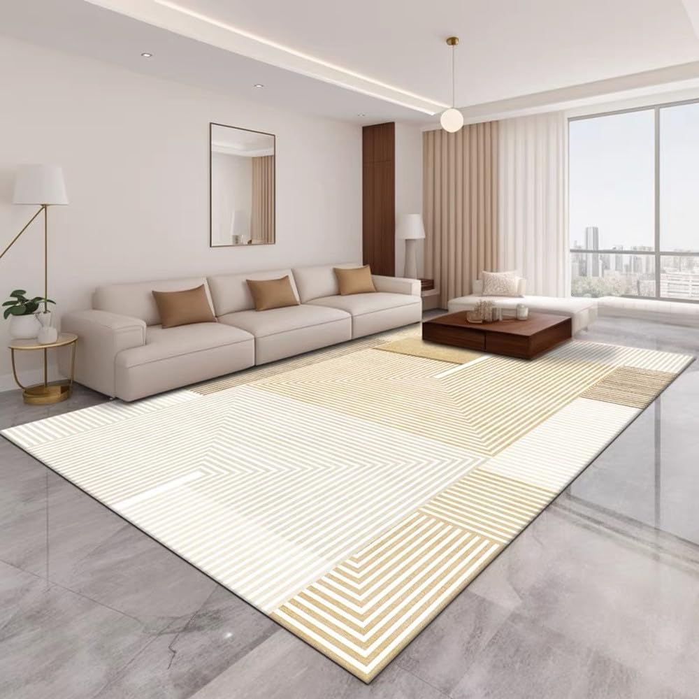 Tapis de salon style crème sous le canapé pour une ambiance cocooning