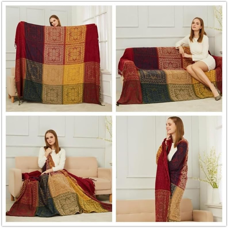 楽天市場】マルチカバー ブランケット 長方形 フリンジ付き エスニック