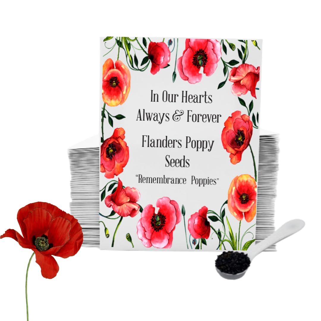 50 Funeral Seed Packets with Poppy Seeds | Funeral Favours for Guests to Grow Funeral Flowers | Funeral Decorations & Funeral Gift | Add Own Personalised Details