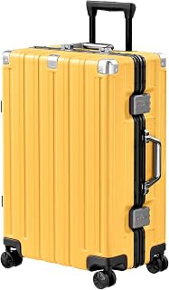 Krute Zipperless Luggage with Spinner Wheels 100% PC Hardside 24in Suitcase | No Zipper Checked Aluminum Frame Luggage TSA Approved Travel Suitcase