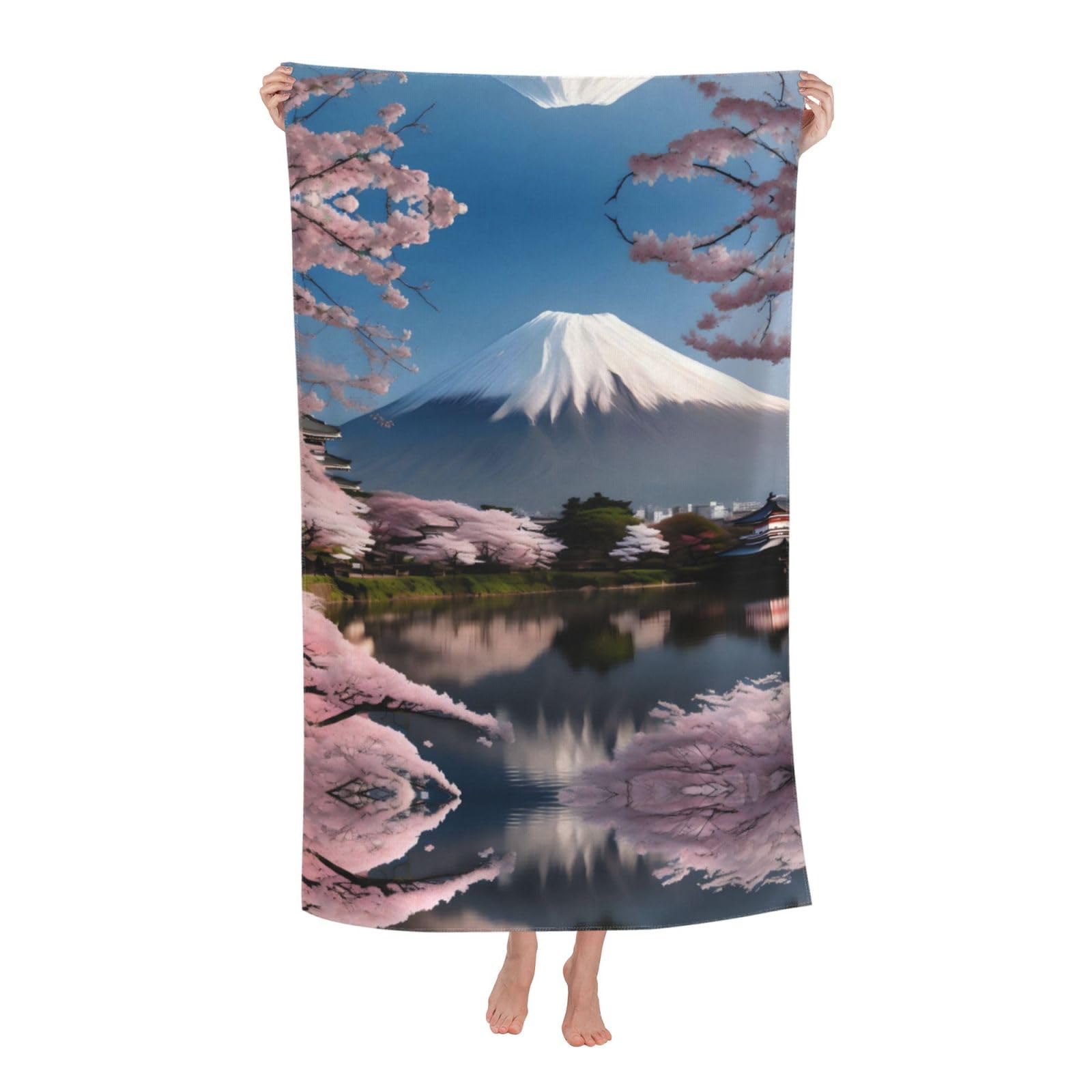 vacsAX microfiber beach towels - Oversized Perfect for Beach Pool Travel beach towels Mt. Fuji in early spring