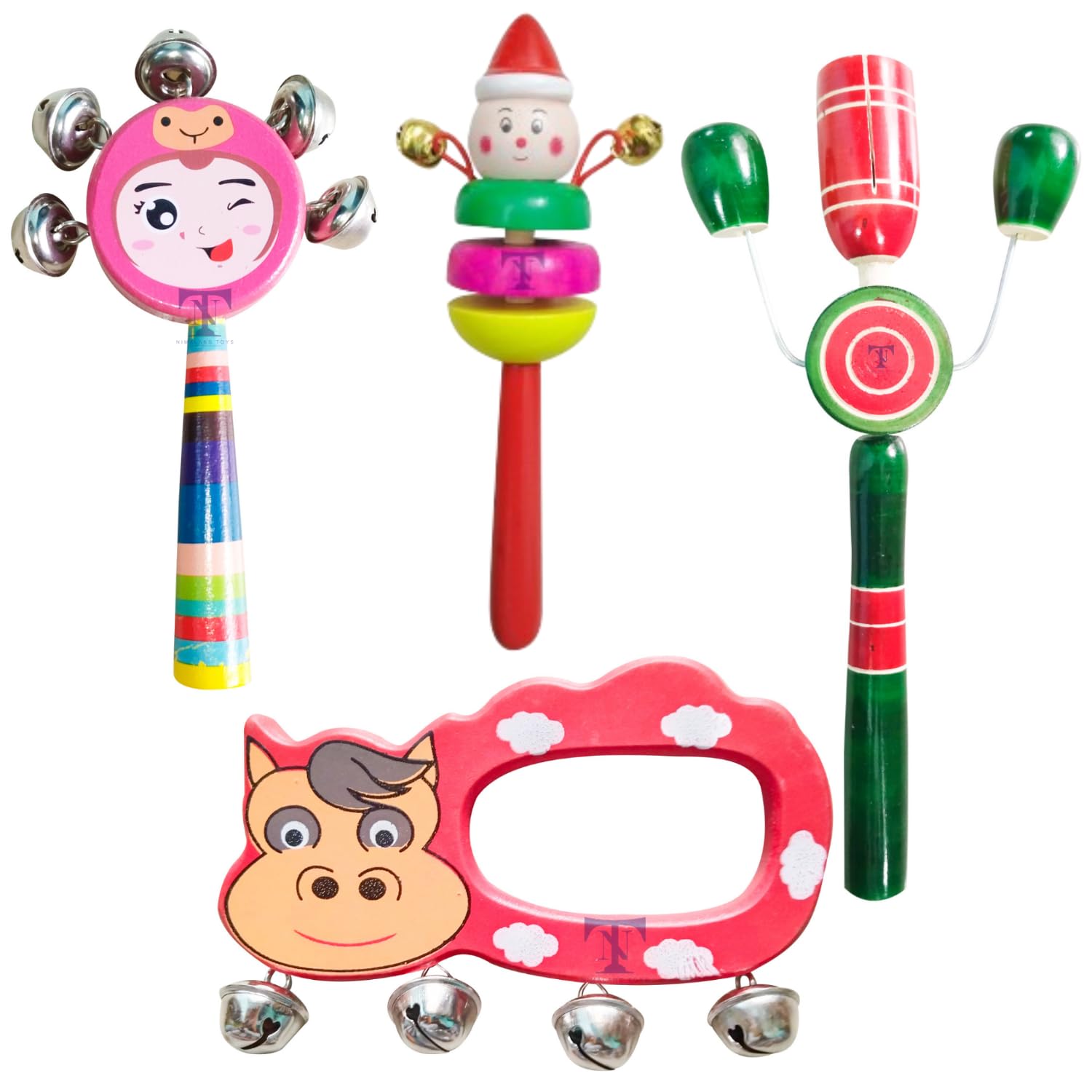 Colourful Wooden Baby Rattle Toy - Hand Crafted Rattle Set for Kids - Musical Toy for Newly Born - Pack of 4(face, 2bell, TIK S, Hand) (B0CHP5XM7M) Amazon Price History, Amazon Price Tracker