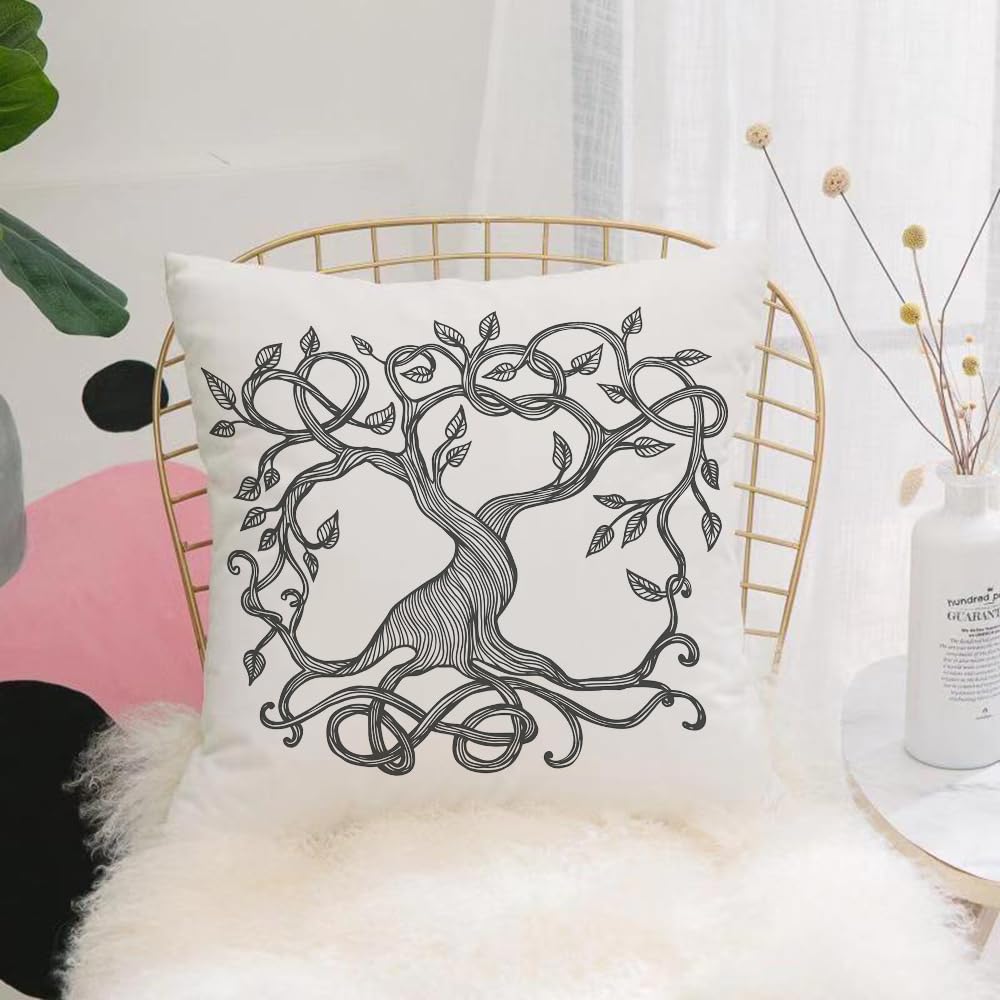 HYOSXW Cushion Cover,Throw Pillow Case Home Decorative for Living Room Bedroom Sofa Chair 16X16 Inch,Celtic tree of life illustration of Yggdrasil.,Pillowcase 40X40cm
