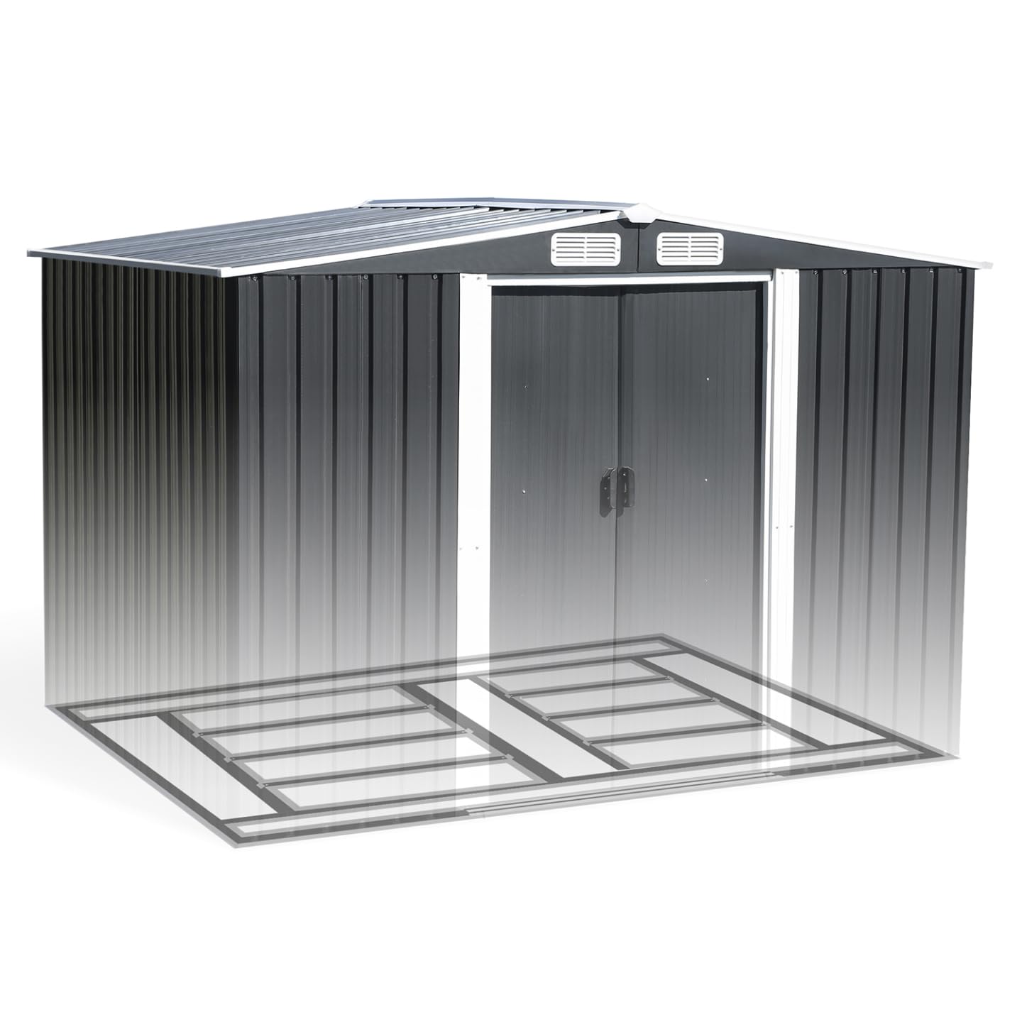 IDMarket - Abri de Jardin 5,3 m² Gris en Acier galvanisé avec Base