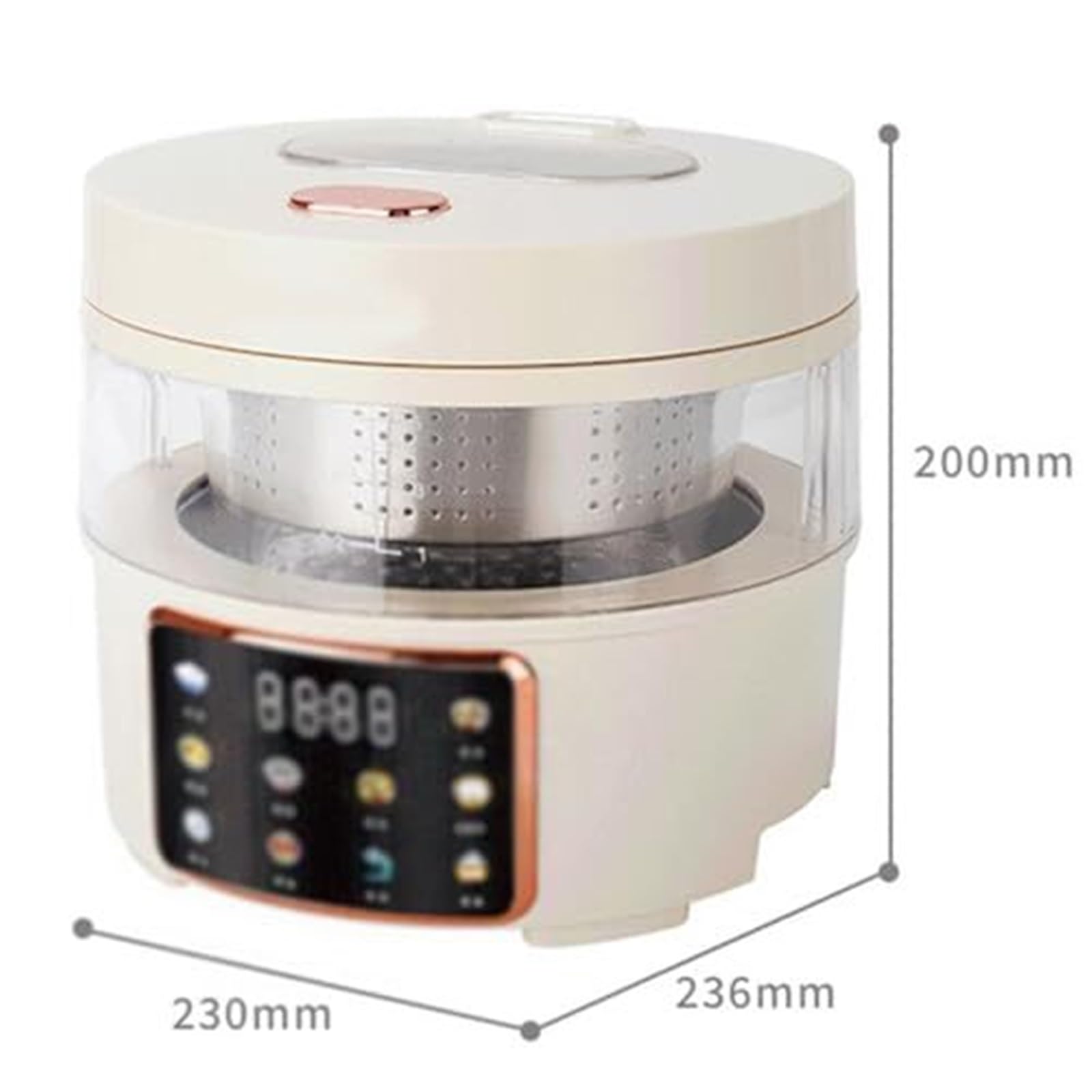 Cuociriso in vetro da 2,5 litri, 400 W, timer 24 ore, mantiene caldo, | Corpo trasparente, cestello vapore in acciaio, preimpostazione ritardo digitale, modalità pasto pronto,