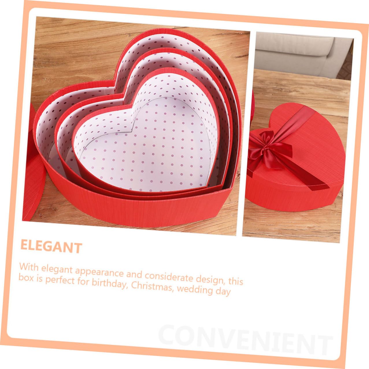 Gatuida Herzförmige Geschenkbox 3 Stück Papierverpackung mit Deckel Valentinstag Geschenkverpackung Elegant