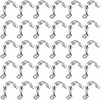 Vista 7 de 30 abrazaderas de conducto de dos agujeros de 1/4 de pulgada, correa rígida de acero inoxidable M5, abrazadera en U de metal, soporte de correa