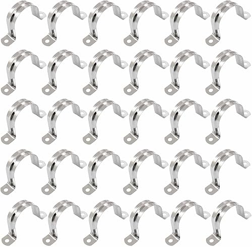30 abrazaderas de conducto de dos agujeros de 1-34 pulgadas, correa de tubo rígida de acero inoxidable M45, abrazadera en U de metal, soporte de