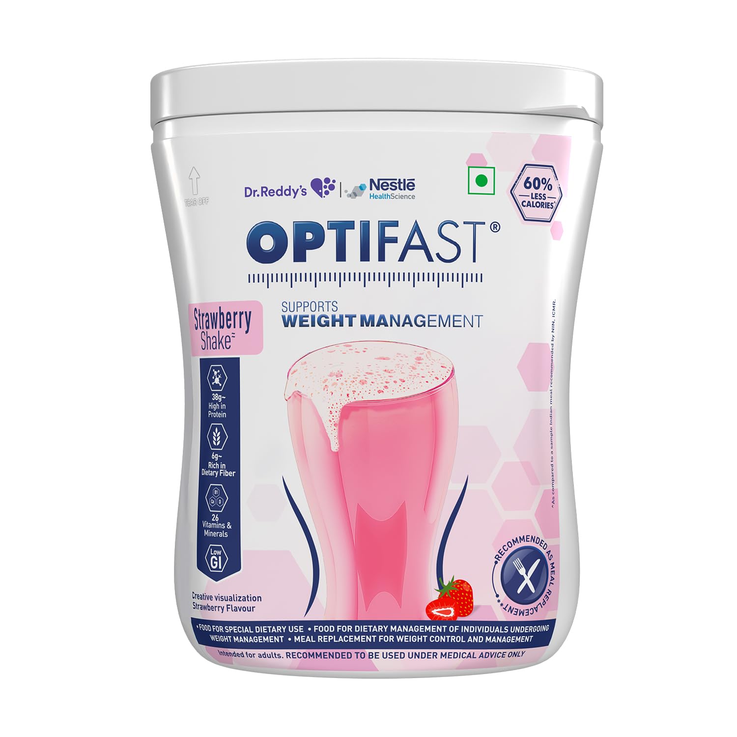 Optifast Weight Management Shake | Strawberry Flavour | Scientifically Designed Weight Loss Diet | Meal Replacement Shake for Weight Loss | 400g Jar