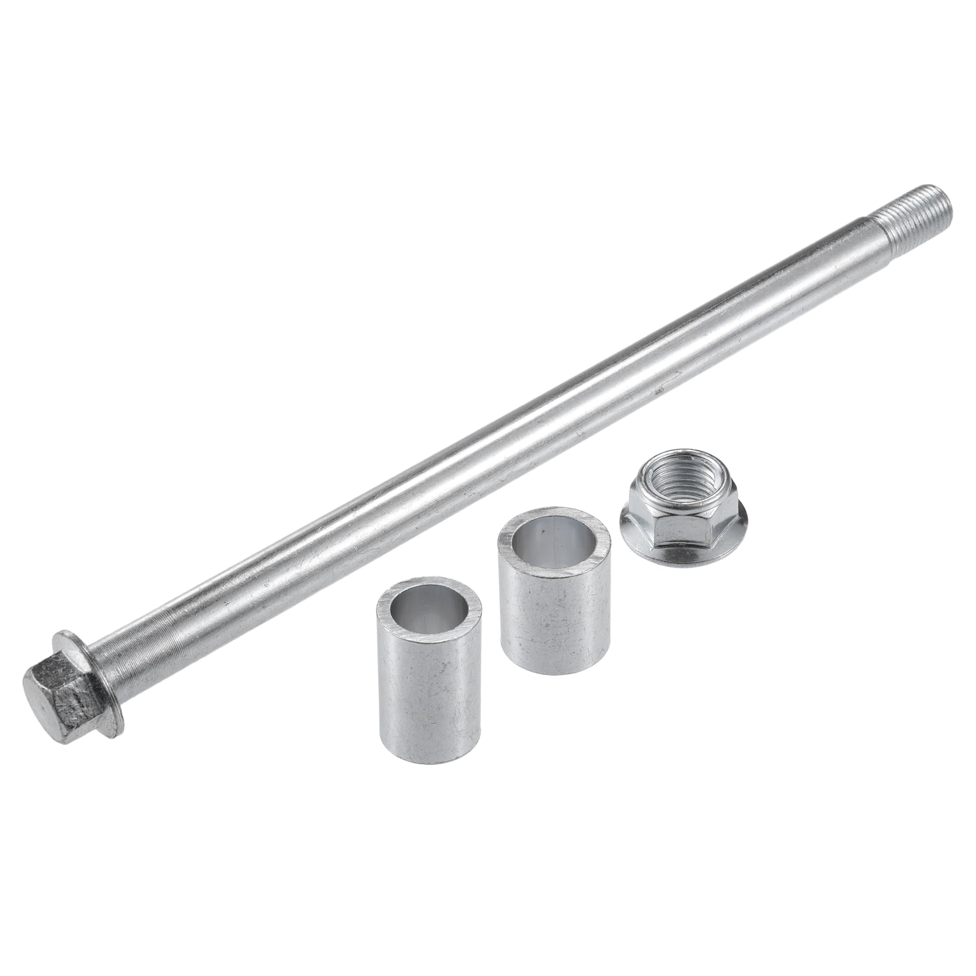 A ABSOPRO Asse anteriore posteriore con boccola e bullone a vite M14 258mm per moto da cross, scooter, ATV, asse ruota in lega d'acciaio tonalità argento