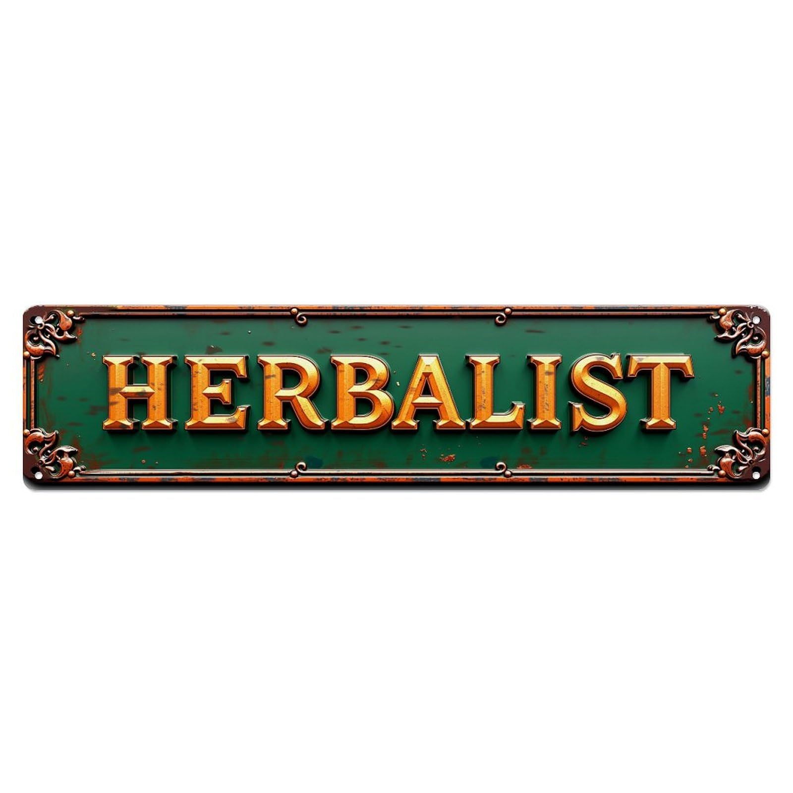 Herbalist Sign Green Gold Letters Metal Tin Sign Plaque
