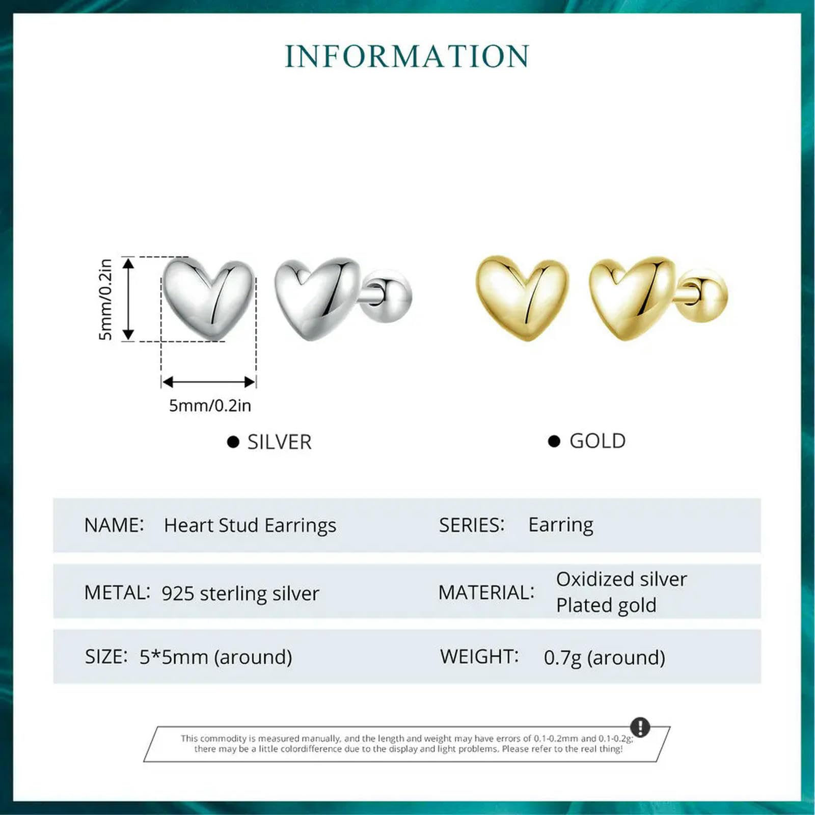 WZGWDC 925 Sterling Silber Herz Ohrstecker Ohrringe für Frauen süßer feiner Schmuck Geschenk
