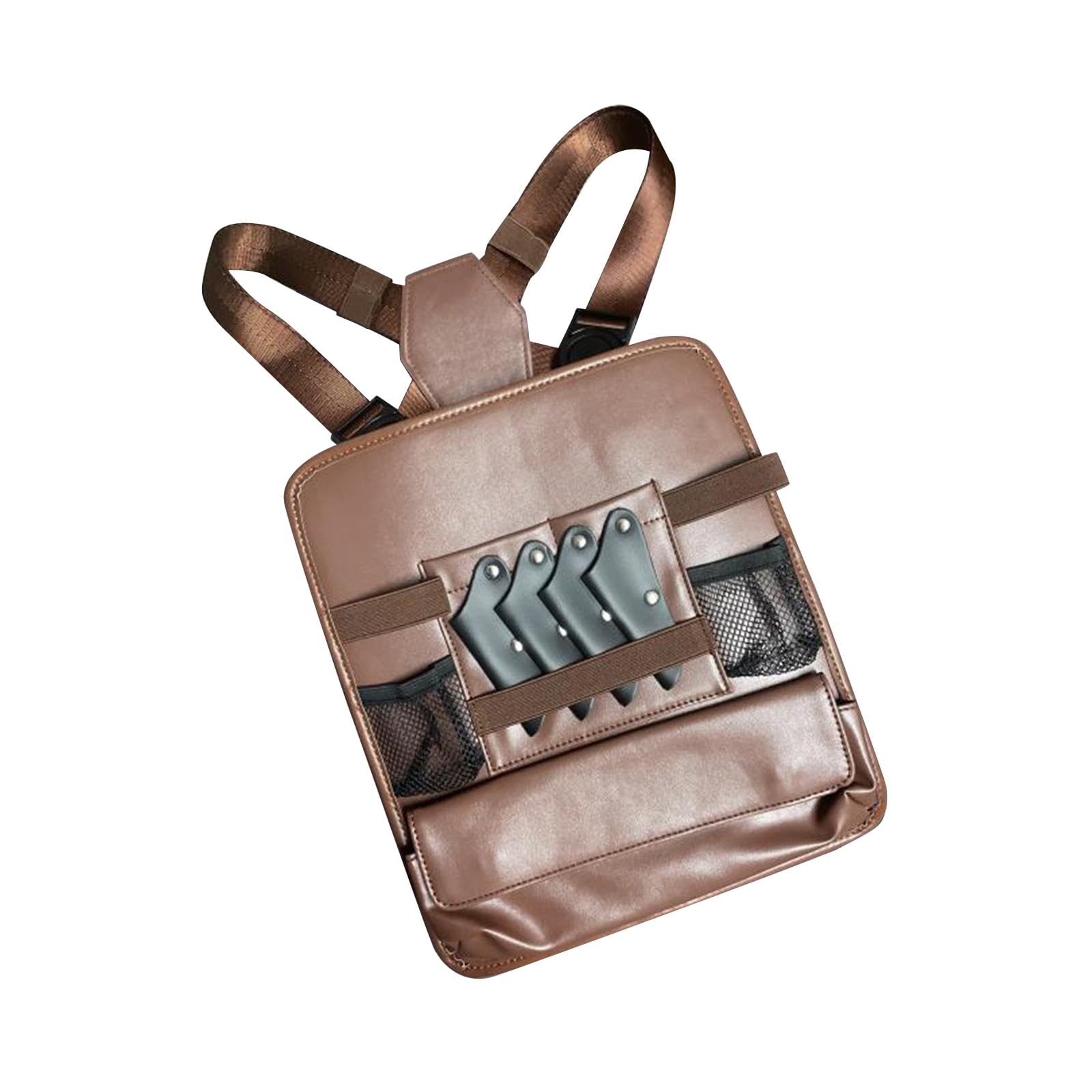 Barber Chest Bag per Parrucchieri con Tracolla Doppia Tasche Multiple per Strumenti Capelli Sacchetto Forbici in PU Organizer Accessori Taglio Capelli, MARRONE