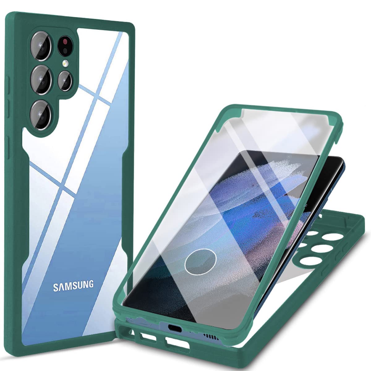 CCSmall for Samsung Galaxy S21 Ultra Clear Case (Not S21), [Built-in Screen Protector] Full Body Protection Phone Case TPU Bumper Slim Soft Cover for