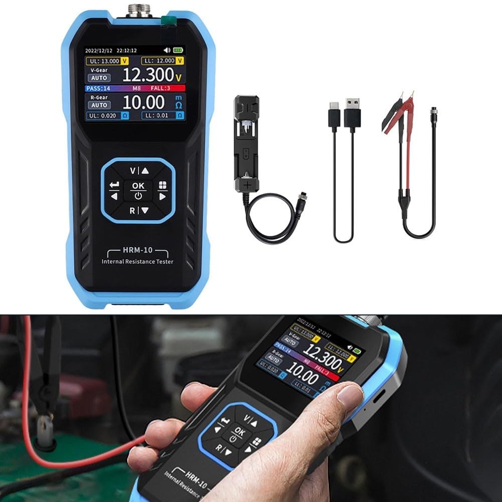 Medidor de resistencia interna HRM-10 con pantalla a color para pruebas de batería de hasta 100 V CC y 200 Ω de resistencia precisa