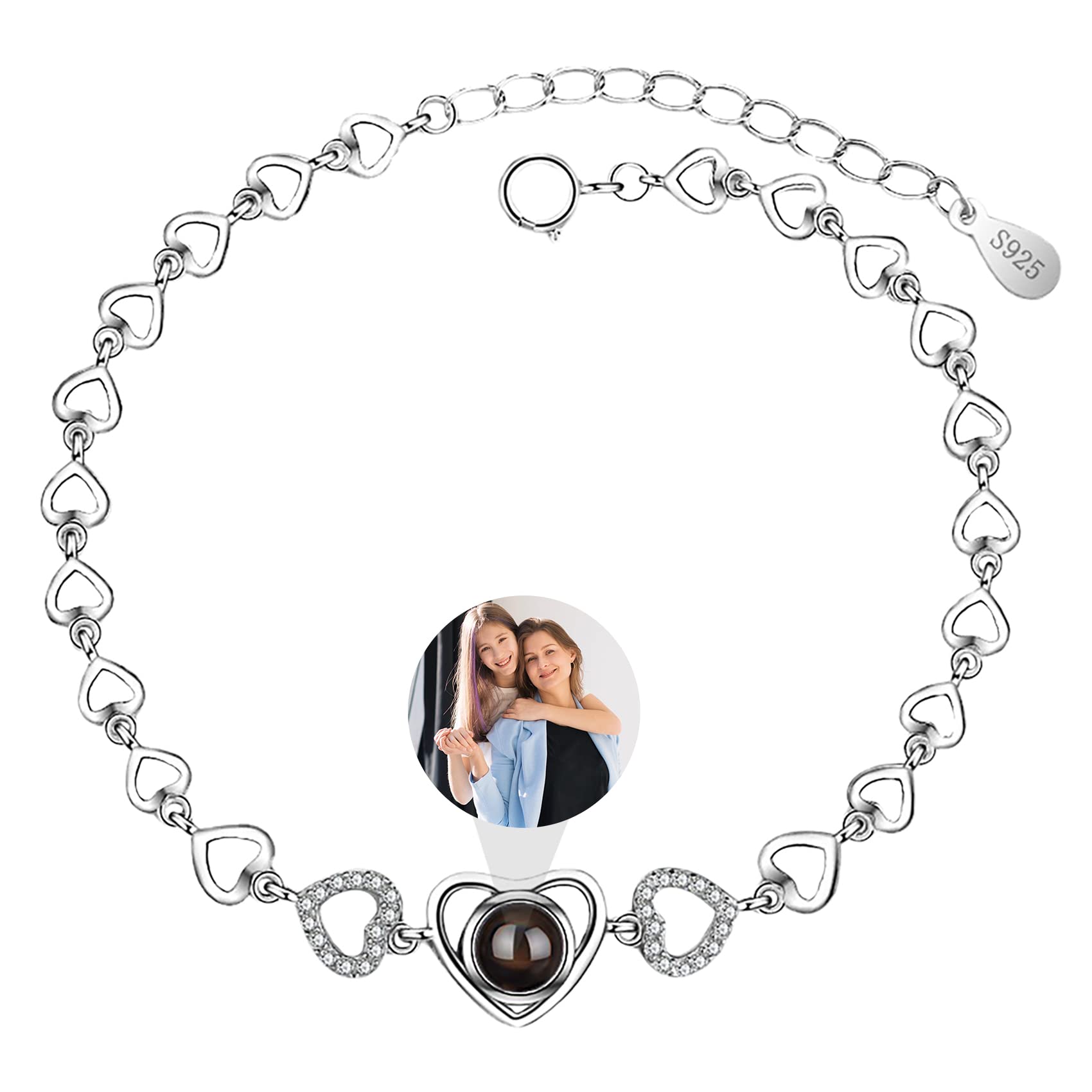 SmallduuckCustom Flower Photo Bracelets with Picture inside Customized Projection Bracelets with Photos Picture Bracelet