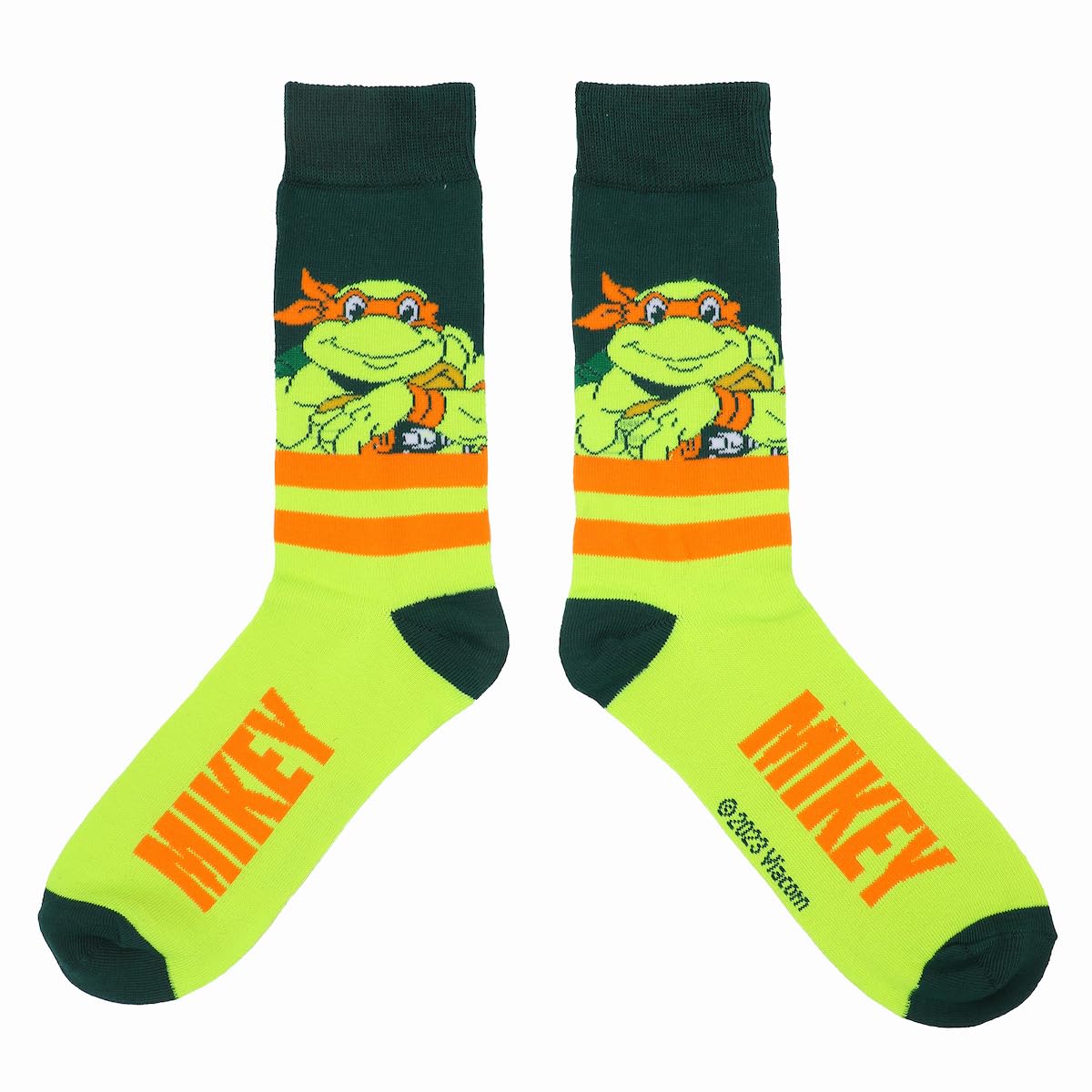 Bioworld TMNT Mikey, Donnie, Leo y Raph, AOP On Dark Green Paquete de 5 calcetines casuales, Verde, talla única