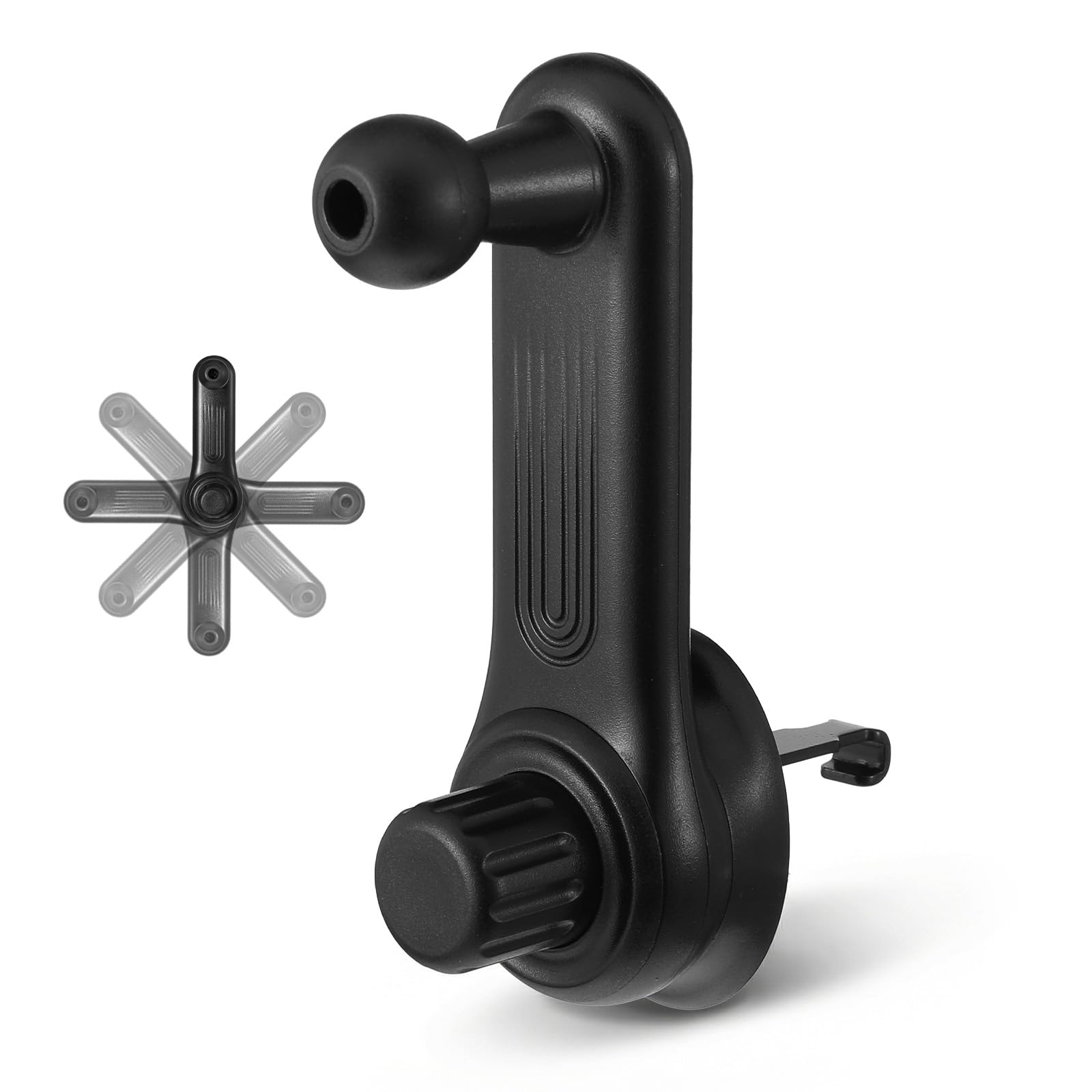 Clip universale per bocchetta di ventilazione auto per auto supporto per telefono con sfera da 17 mm girevole a 360 gradi braccio oscillante e gancio regolabile per bocchetta dell'aria di