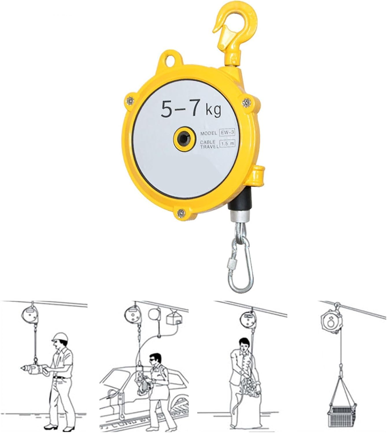 VUIKLCty Spring Balancer Tool Balancer With Wire Rope And Hook For Workshop And Automotive Equipment (Size: 5-7kg)