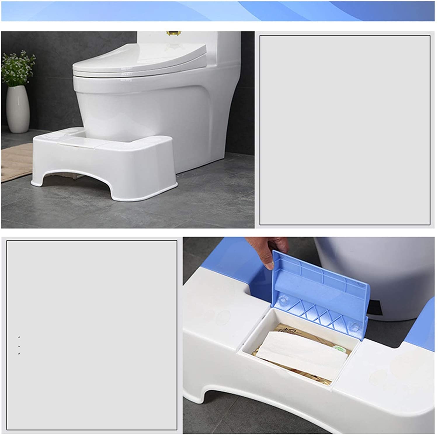 ACiyD Hockhocker Slip Toiletten-Fußhocker Töpfchenhocker Hockenhocker Klappbarer Toilettenhocker Hockhocker Töpfchenhocker Telefonhalter-Design (Color : Phone Holder White) (Paper Box White)