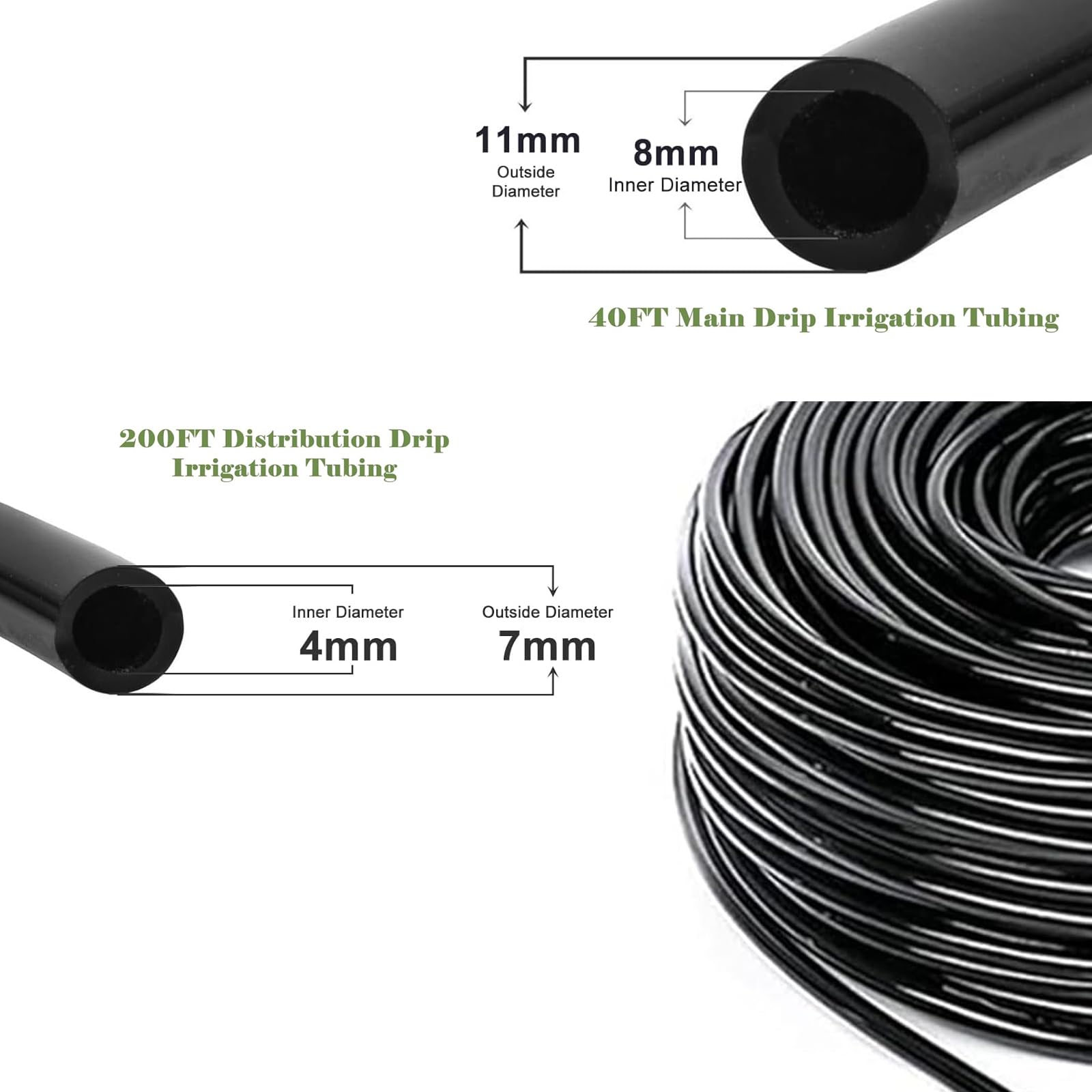 Set di irrigazione a goccia automatico, 60 + 12 m, tubo principale da 8/11 mm, da giardino | Controllo intelligente, utilizzabile universalmente su terrazze, prati e serre