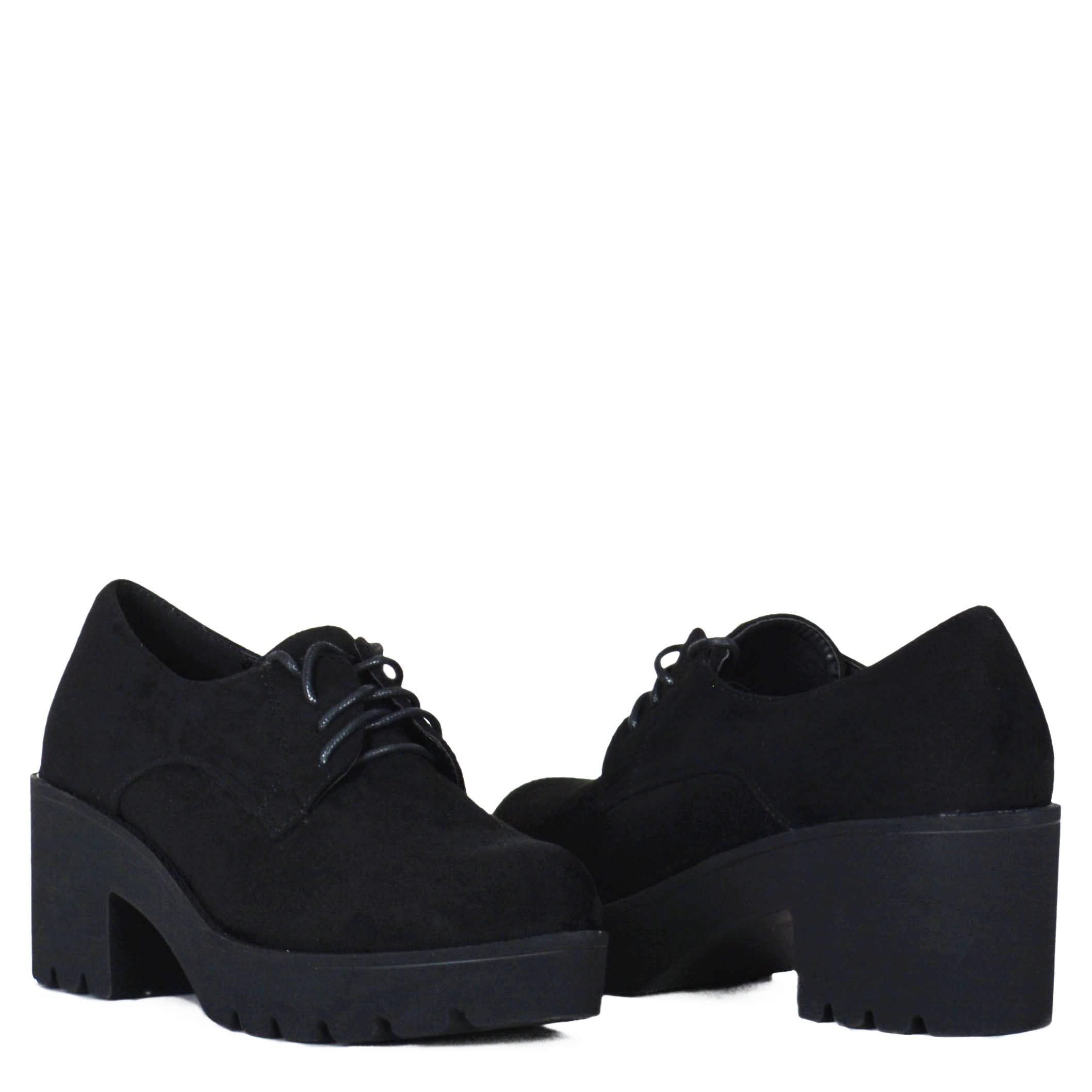 Altamoda Zapatos de Mujer Blucher con Plataforma y Cordones de Ante