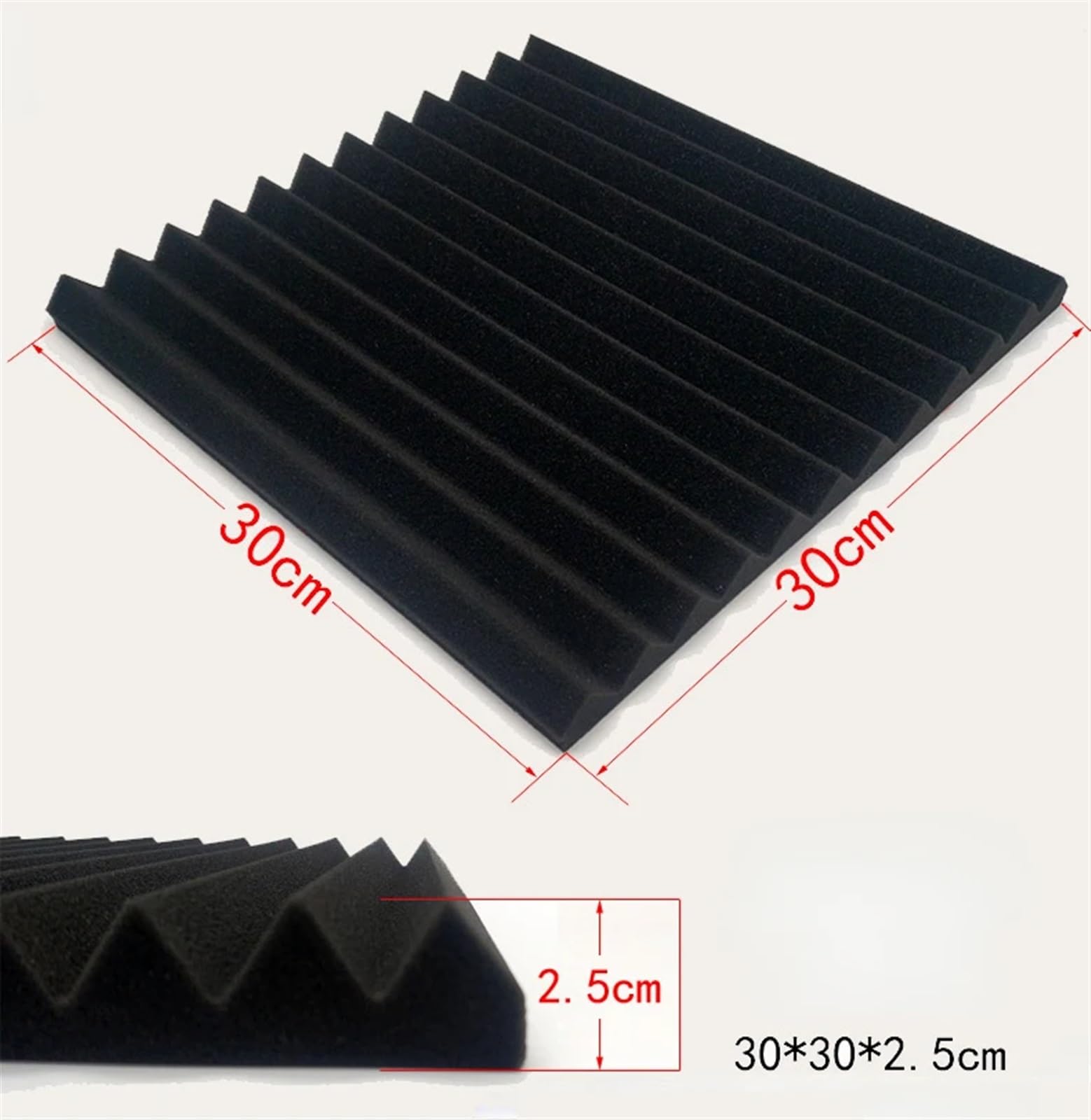 Panele z pianki akustycznej, 24 szt., dźwiękoszczelne panele z pianki akustycznej, 300 x 300 x 25 mm, panel ścienny do pomieszczeń nagraniowych, biur i domu, rozwiązanie izolacyjne do redukcji szumów