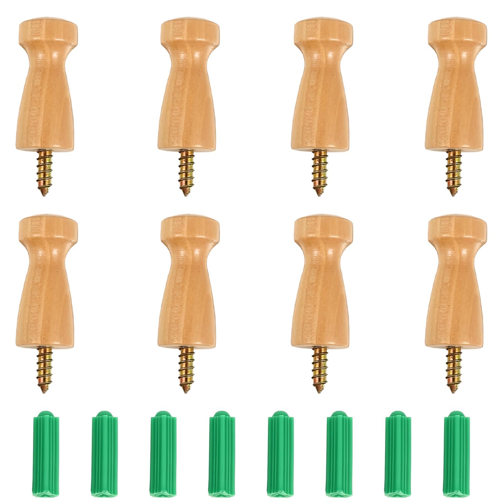 Lot De 12 Crochets Muraux En Bois Naturel – Patères Rondes Modernes, Charge 7 Kg, Pour Manteaux, Serviettes, Sacs Et Déco Maison