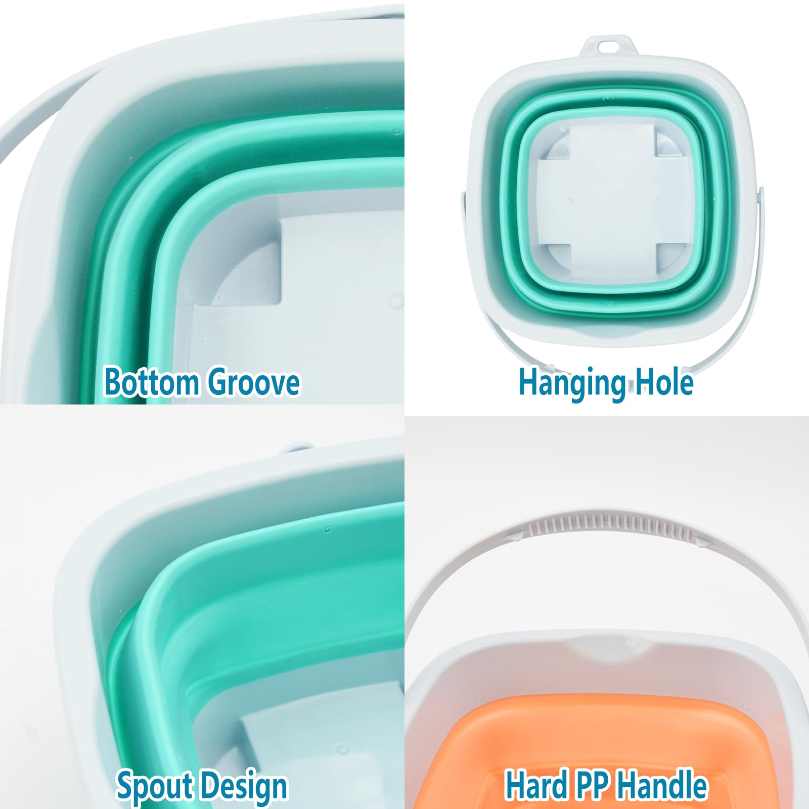 Coriver 2 Pack Foldable Beach Buckets with Handle Small Sand Bucket Outdoor Sandpit Snow Bucket for Camping Travel Fishing Water - Image 4