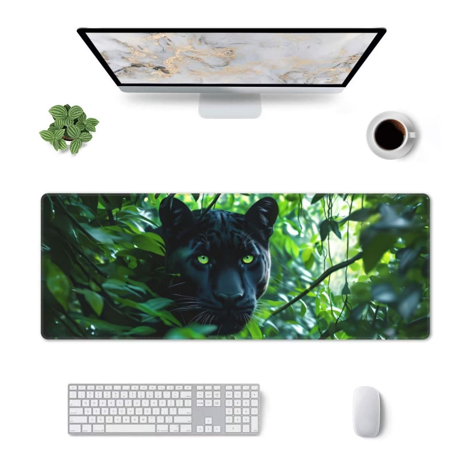 Tappetino Mouse, Tappetino Mouse Gaming Grande XXL 1500x800x3mm Tappetino Scrivania Mouse Pad, Base in Gomma Antiscivolo, Bordi Cuciti,Lavabile, Mousepad per Ufficio e Gaming (pantera) R-246