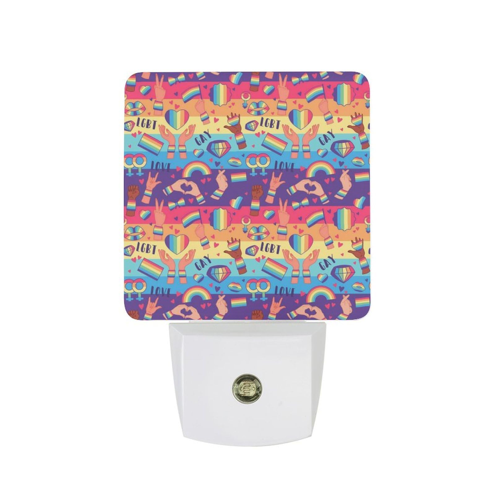 Nqrxadcrt Style Rainbow Lgbt Rights Symbols Night Light Plug In Wall Lights Bedside Lamp Bedrooms Home Hallways Decoration