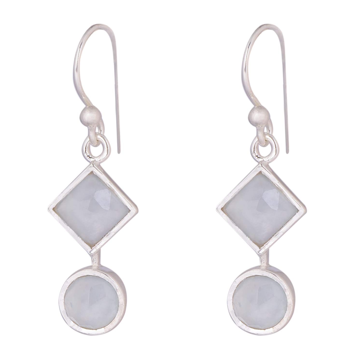 Silverwala925-92.5 Sterling Silver Chalcedony Stone fashion Hanging Earring for Women and Girls