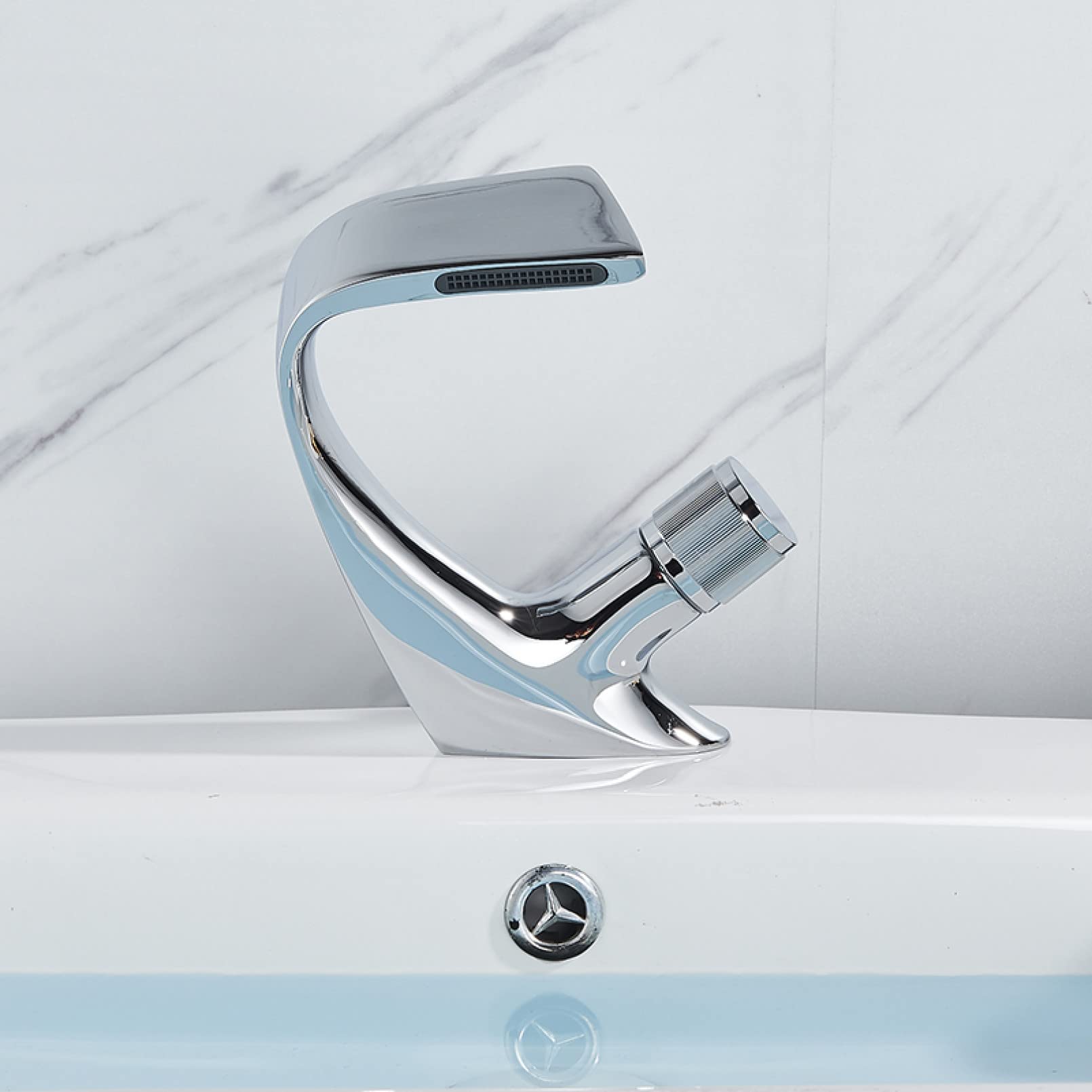 ZQFHSX White Bathroom Basin Faucet Gentle Effluent Hot and Cold Water Mixer Taps Deck Installation Sink LWX