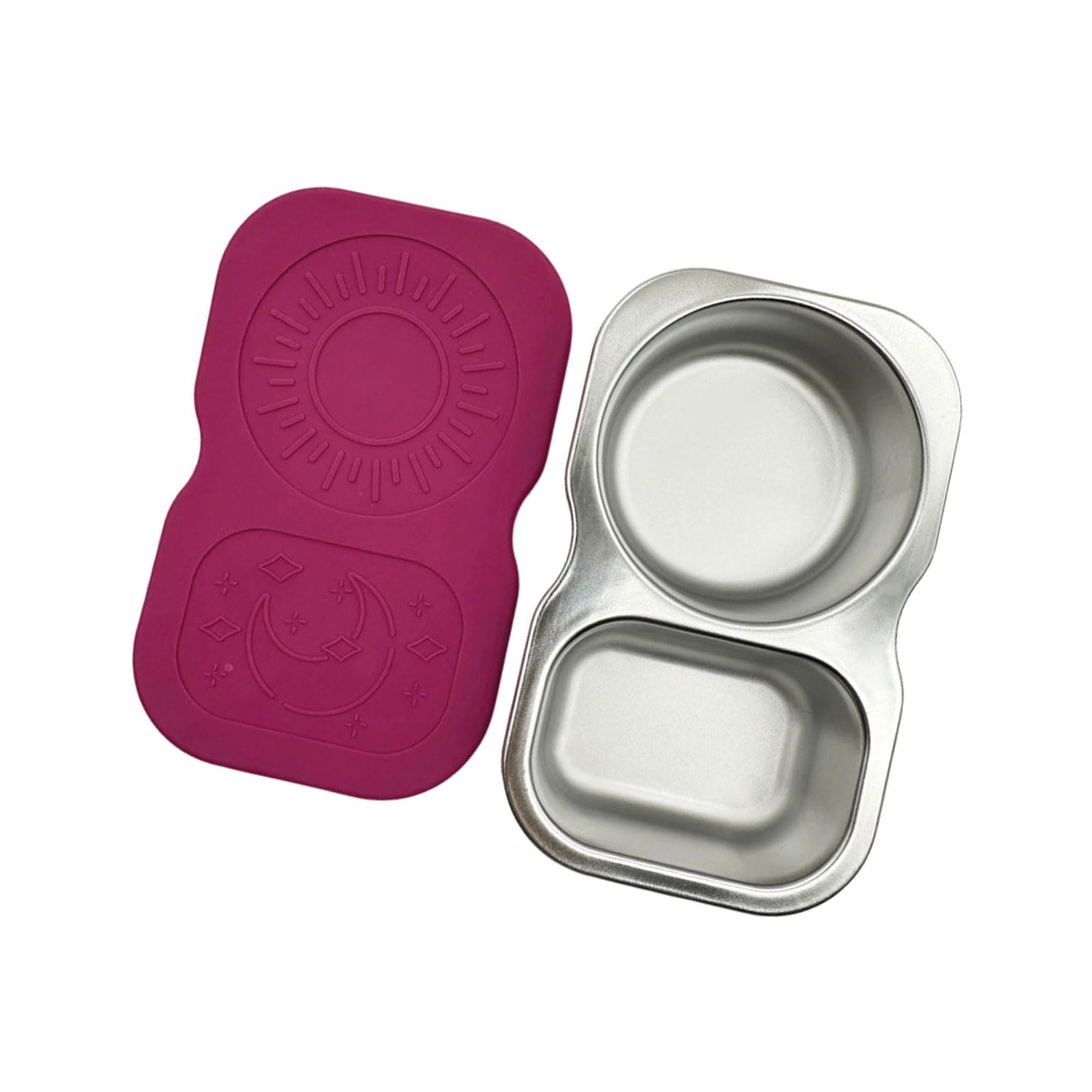 Kaeltsyn Leak Proof Nonrust Steel Condiment Container with 2 Sections Family Gathering Sauce Ideal for Outdoor Dinings Double Compartment Sauce Container