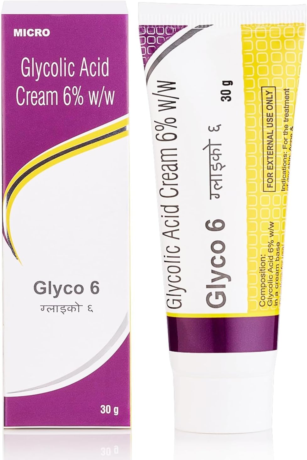 Glyco 6% - Tube of 30gm Cream with Glycolic Acid