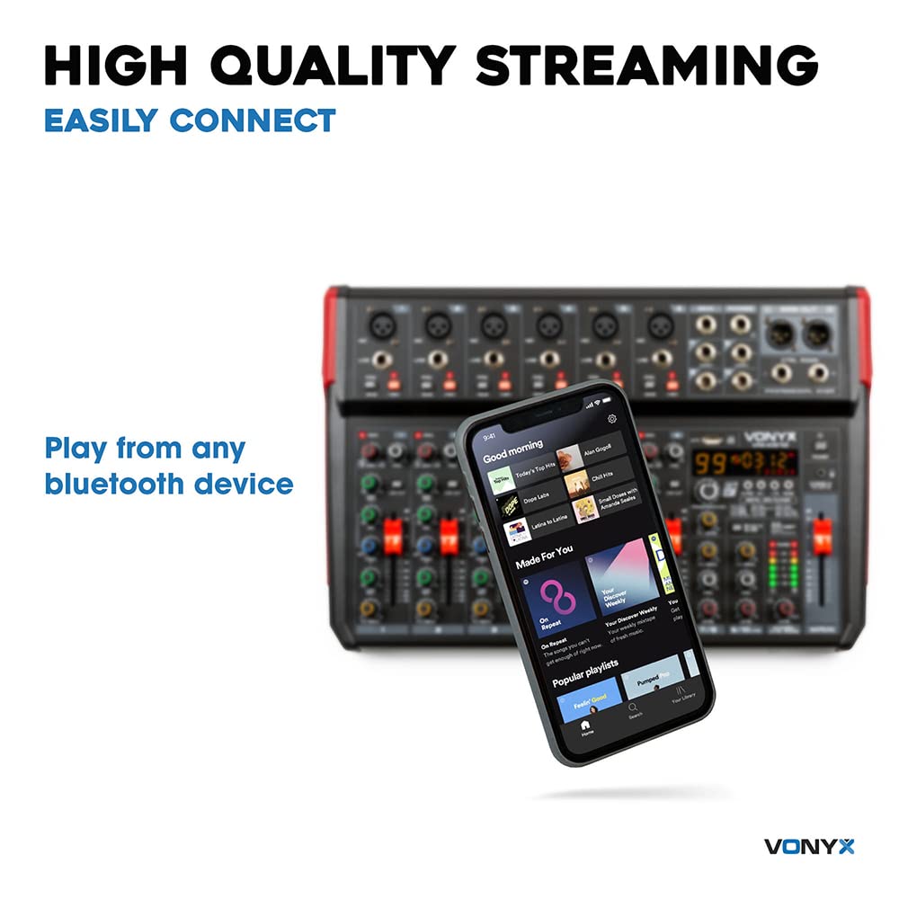 Vonyx VM-KG10-10-Kanal-Mischpult mit Bluetooth, DSP, USB-Audio-Interface, etc.