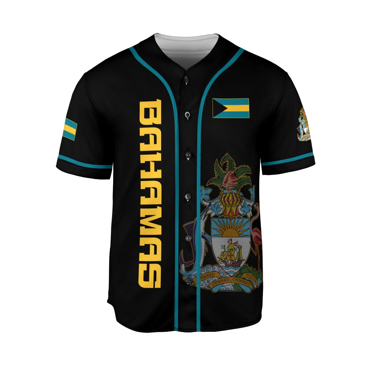Generic Personalized Bahamas Baseball Jersey Shirt Bahamas Pride Flag Bahamian Jersey Soccer for Men and Women (Style 13), Small-5X-Large