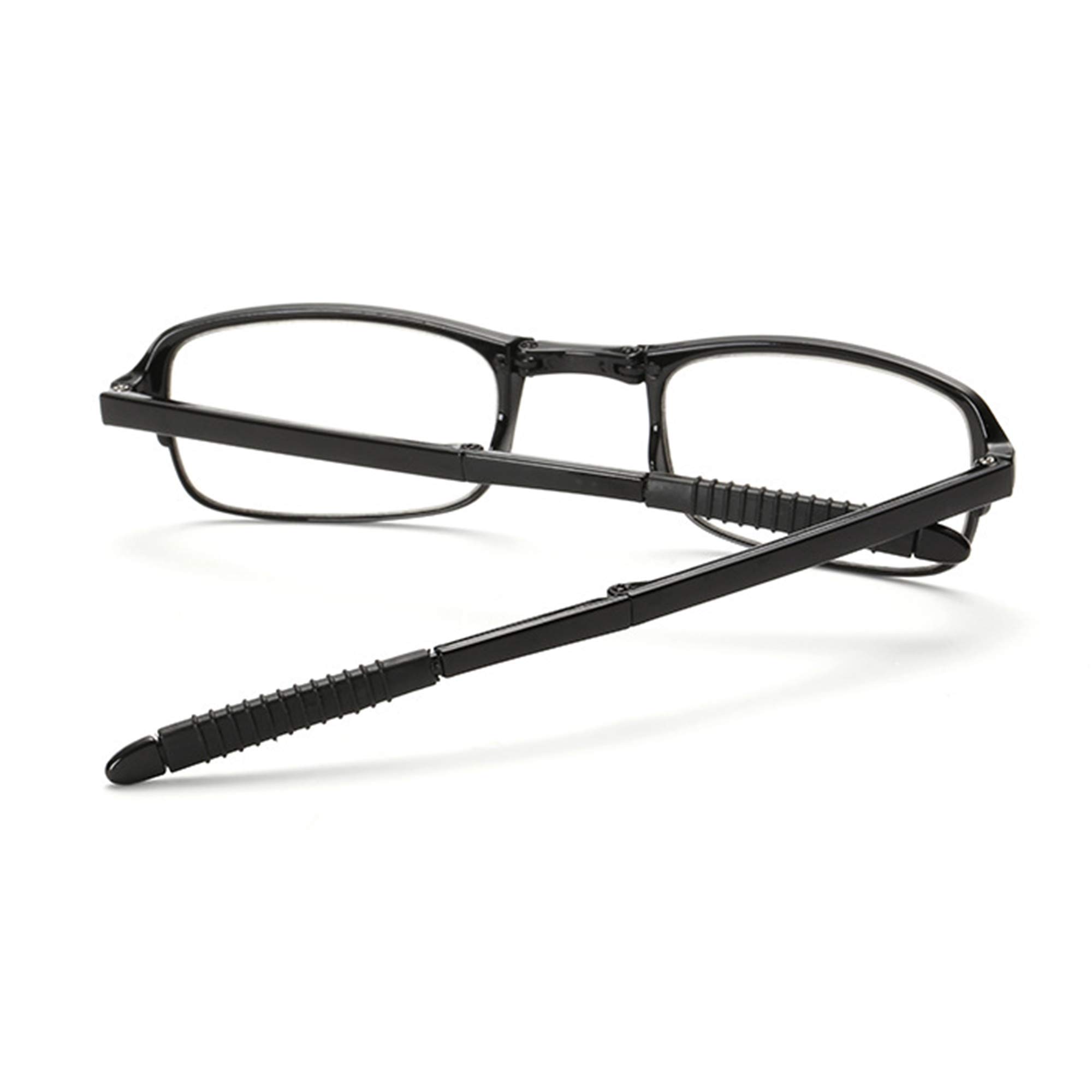2 Pack Lunettes de Lecture Pliables Mini avec Étui our Homme et Femme Monture Noir Lens Transparentes Dioptrie