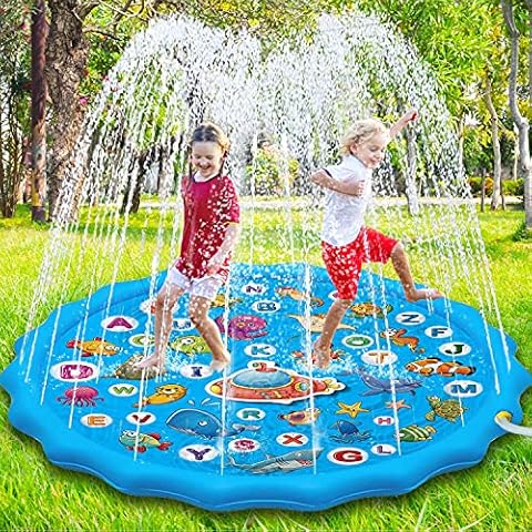Paochocky Kids Splash Pad Sprinkler Play Mat, 68" Sprinkle Splash Water Pad Toys Pool for Alphabet Learning, Summer Outdoor Water Play Sprinklers Games Garden Beach Spray Mat Toy Gifts for Boys Girls Cover
