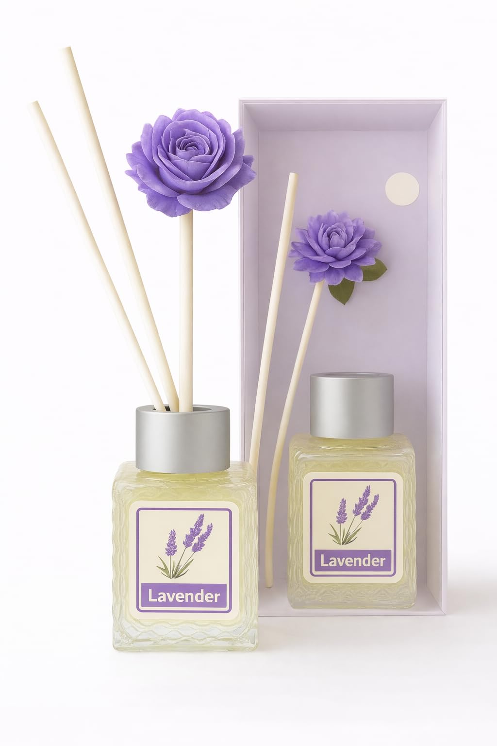 UCRAVO Lavender Reed Diffuser Set for Home & Office | Long Lasting Room Freshener with Natural Reed Sticks & Decorative Flower | Aromatherapy Fragrance Oil for Bedroom, Bathroom, Living Room (50 ml)-image-36