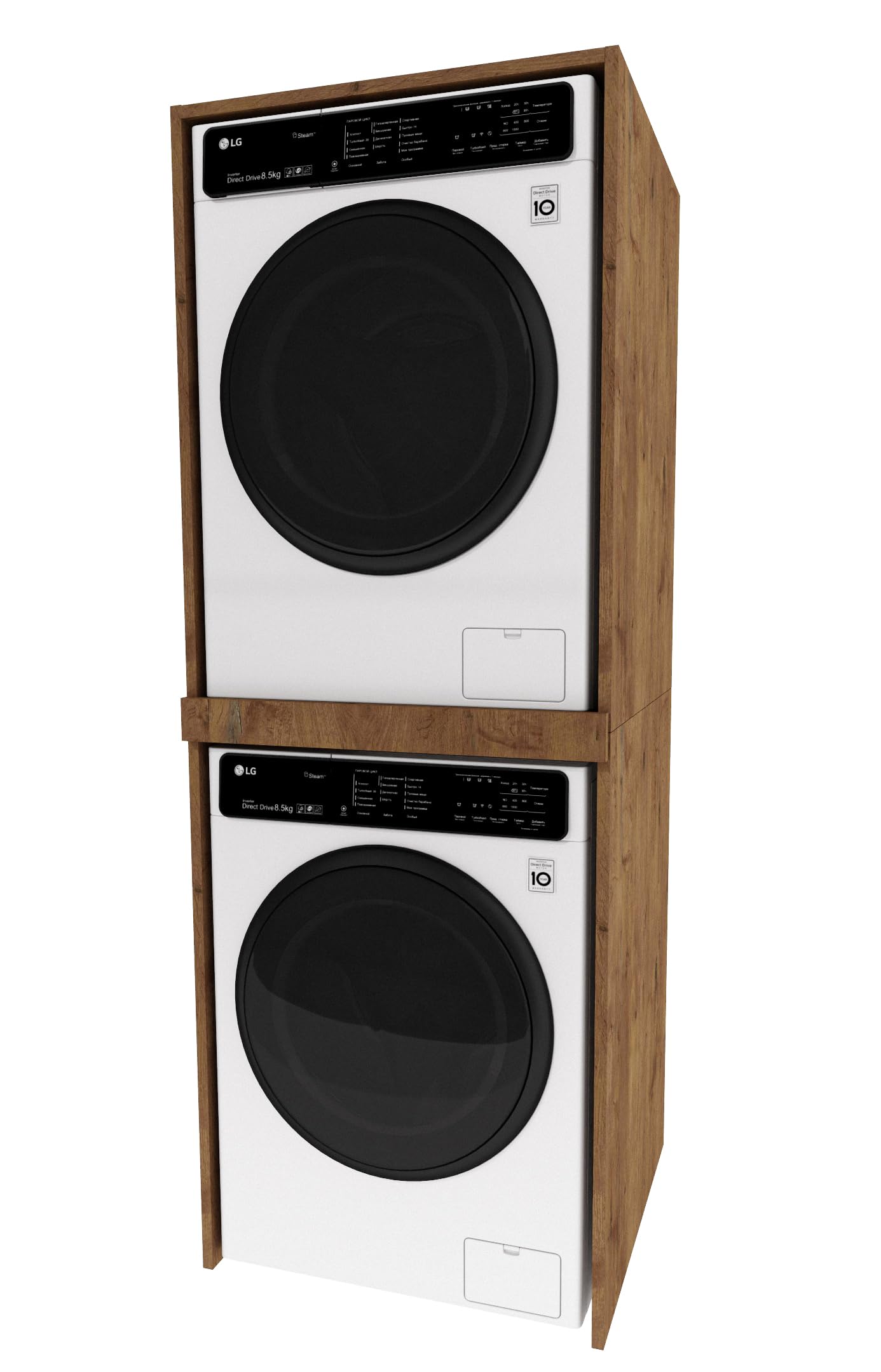 CraftPAK Torre de Lavado - Armario para Lavadora y Secadora | Mueble para Lavadora para lavadero - tamaño 66x180x65 cm marrón