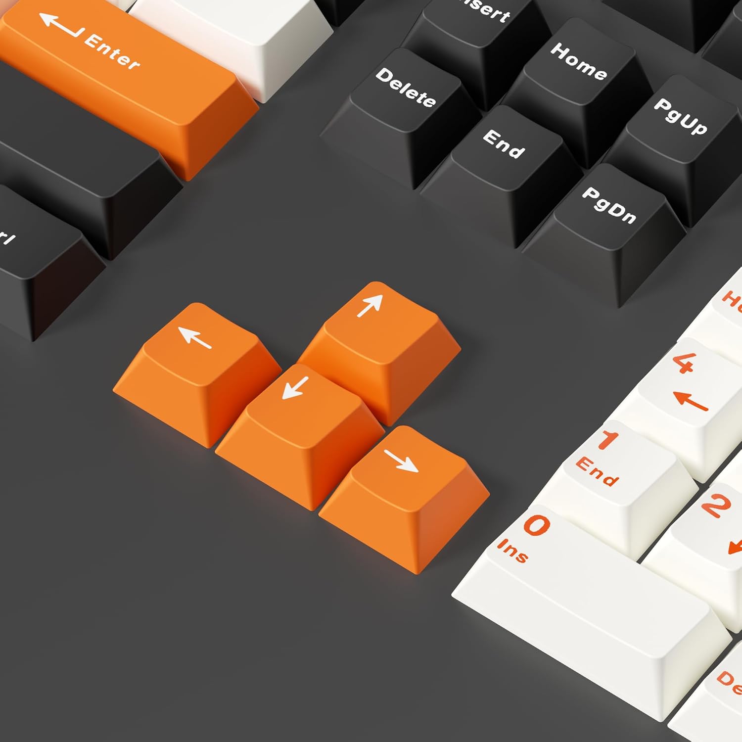 Glacier PBT Dyed Sublimated Cherry Profile Keycaps Full Set for Mechanical Keyboards Compatible with 60%/65%/75%/80%/96%/100% Keyboard Layout (Orange/White/Black)