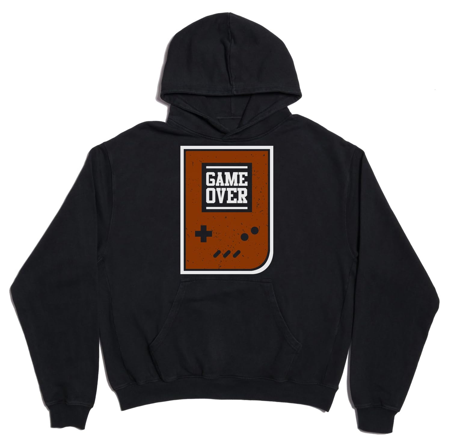 Game Over Retro Gaming Console Grafica Unisex Oversize Pesante Misto Cotone Felpa Con Cappuccio Nero