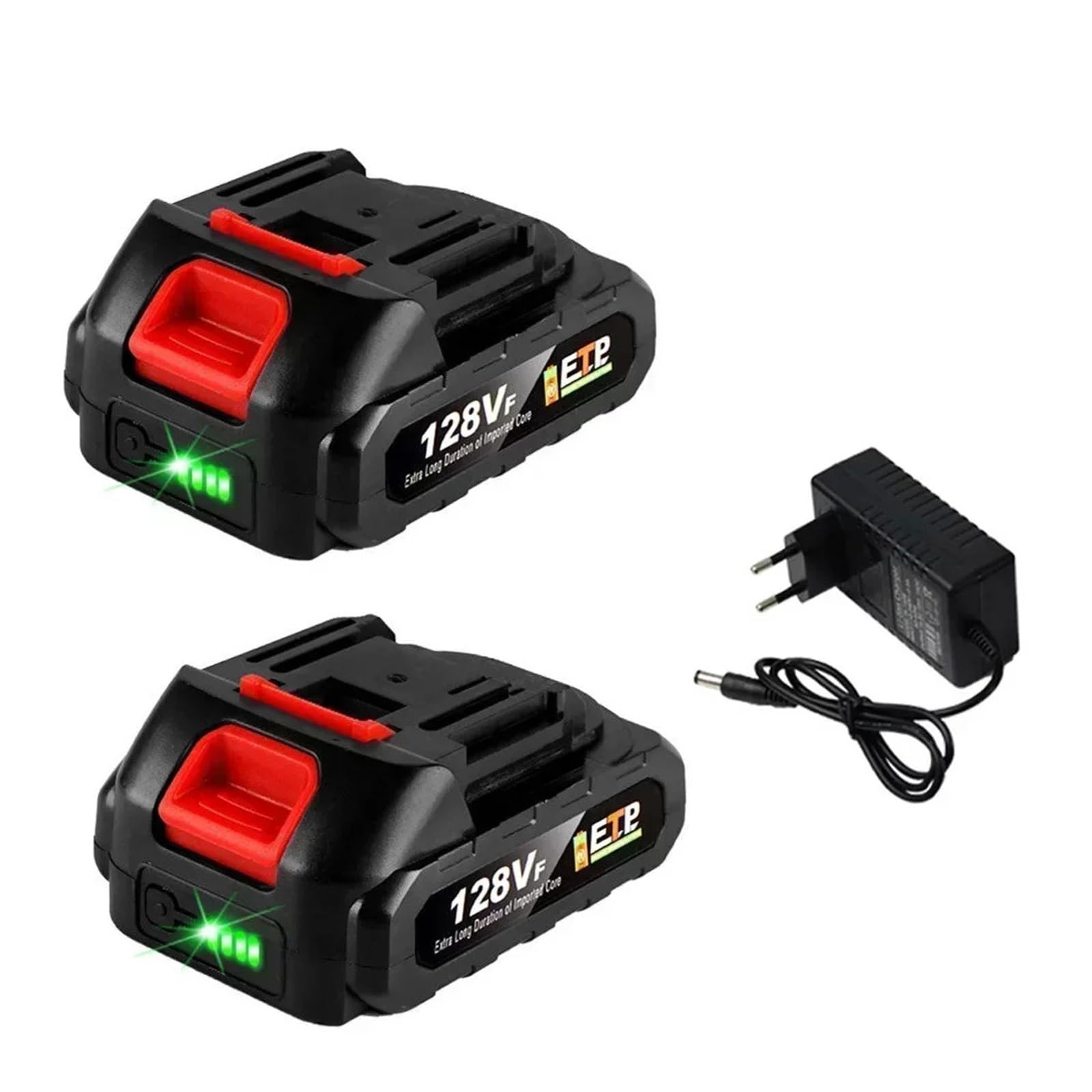 ,Compatibile con Makita, batteria ricaricabile for utensili cordless agli ioni di litio | Batteria di grande capacità 128VF con indicatore luminoso Chiave for trapano adatta(128VF 2battery1charg)