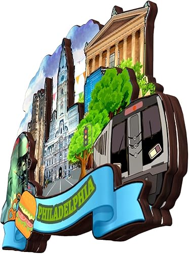 Miniatura 3 de Imán de madera para refrigerador de Filadelfia, Pensilvania, Estados Unidos, América, colección de madera, 3D, hecho a mano, recuerdos de la ciudad,