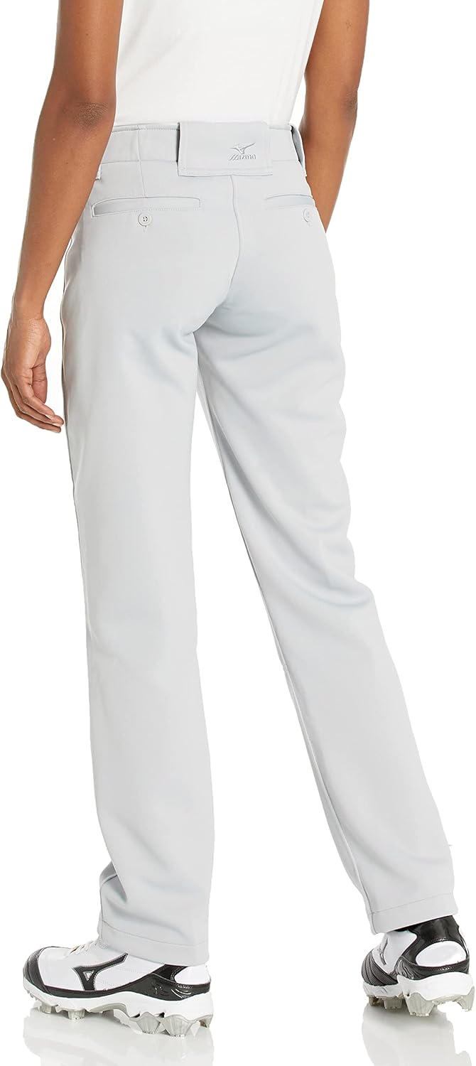 Mizuno Adult Women's Full Length Fastpitch Softball Pants With Hemmed Open Bottom, Grey, X-Small - Image 3